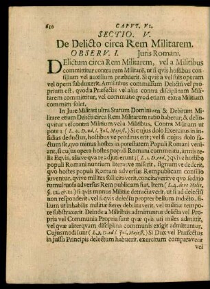 Sectio. V. De Delicto circa Rem Militarem