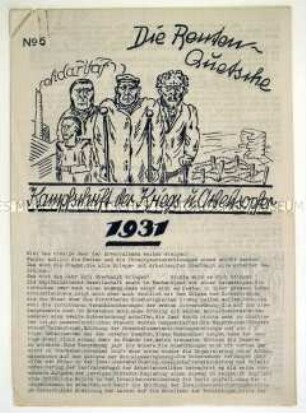 Hektografiertes kommunistisches "Kampfblatt" gegen Sozialabbau "Die Renten-Quetsche"