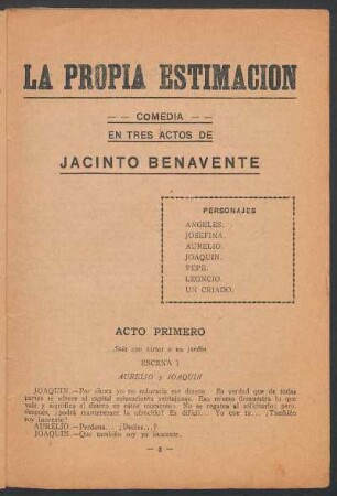 1922007100: La propia estimación : comedia en tres actos