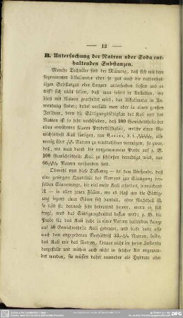 B. Untersuchung der Natron und Soda enthaltenden Substanzen