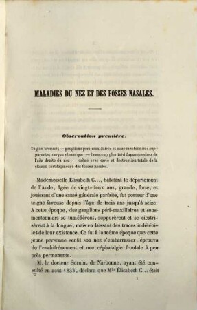 Choix d'observations sur le Coryza chronique, la Punaisie, sur quelques maladies des voies urinaires chez l'homme, et sur la lithotritie