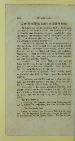 Das Großherzogthum Oldenburg