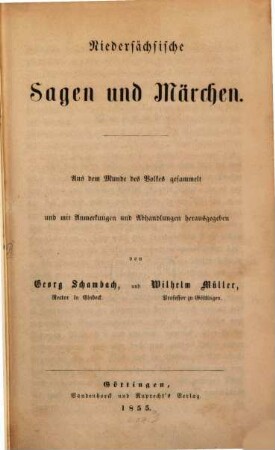 Niedersächsische Sagen und Märchen : aus dem Munde dem Volkes gesammelt