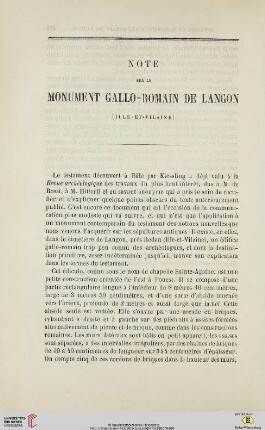N.S. 13.1866: Note sur le monument gallo-romain de Langon (Ille-et-Vilaine)