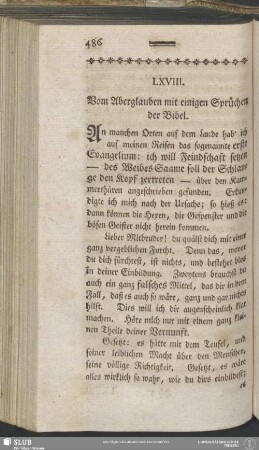 LXVIII. Vom Aberglauben mit einigen Sprüchen der Bibel