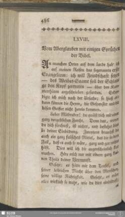 LXVIII. Vom Aberglauben mit einigen Sprüchen der Bibel