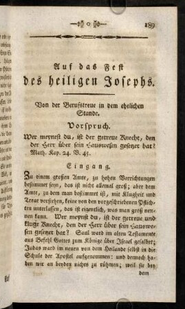 189-209, Auf das Fest des heiligen Josephs