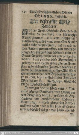 Die LXXX. Historie. Der bestraffte Ertz-Zauberer