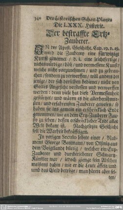 Die LXXX. Historie. Der bestraffte Ertz-Zauberer