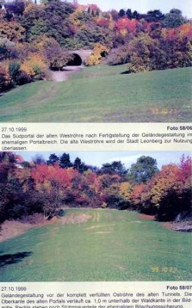 Alter Engelbergtunnel Baustelle Süd, Alte Südportale vor und nach der Auffüllung.