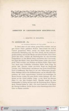 VIII. Arbeiten in chinesischem Geschmacke (Nr. 72 - 86)