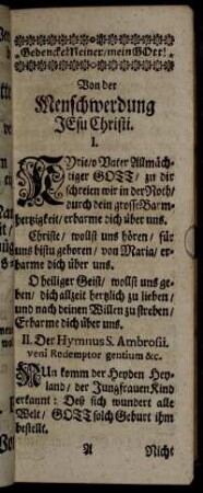 Von der Menschwerdung Jesu Christi. - Von der Gebuhrt Jesu Christi.