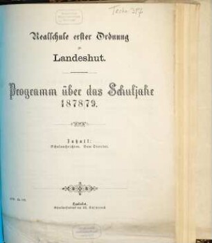 Programm : über das Schuljahr .... 1878/79
