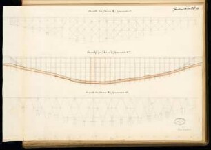 Hölzerner Viadukt Monatskonkurrenz Januar 1879: 3 Varianten: Aufriss Seitenansicht 1:250; 2 Maßstabsleisten