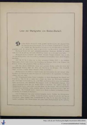3. Linie der Markgrafen von Baden-Durlach.
