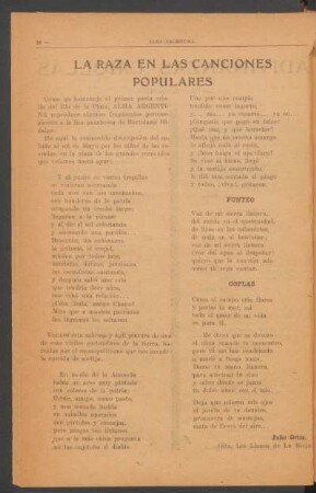La raza en las canciones populares