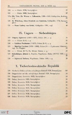 X. Tschechoslowakische Republik (Nr. 329-338)