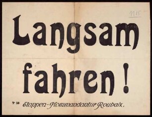 "Langsam fahren" (Nr. 50, Vorderseite gedruckt)