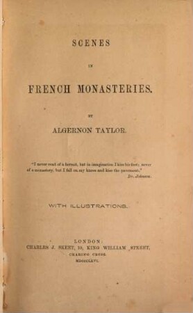 Scenes in French Monasteries : With Illustrations