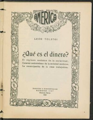 1922005000: Qué es el dinero