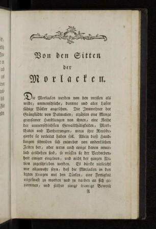 Von den Sitten der Morlacken.