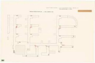 Justizgebäude, Berlin-Moabit: Grundriss Kellergeschoss, Bodenregistratur und Kellerräume 1:400