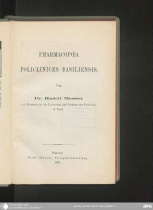 Pharmacopoea Policlinices Basiliensis