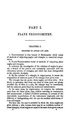 Part I. Plane Trigonometry.