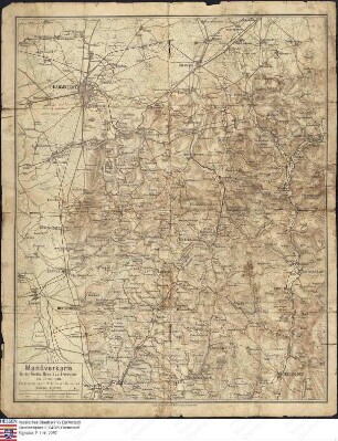 Manöverkarte für die Großherzoglich Hessische (25.) Division von Darmstadt und dem nordöstlichen Teil des Odenwaldes