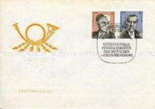 Ersttagsbrief mit 2 Sondermarken zur deutschen Arbeiterbewegung