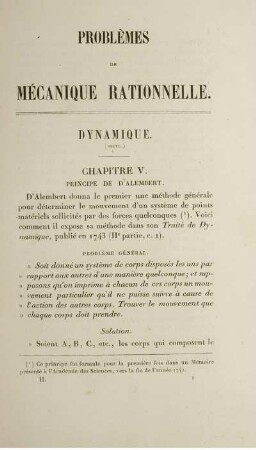 Problèmes de Mécanoqie Rationnelle. Dynamique.