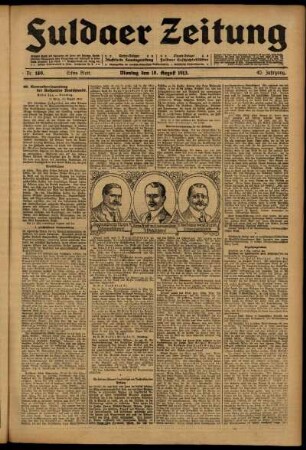 Erste Ausgabe vom Montag, den 18. August 1913.