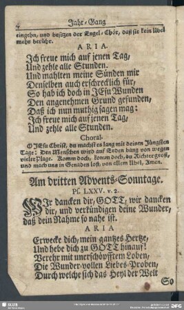 Am dritten Advents-Sonntage. Ps. LXXV. v. 2.