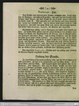 Heilung der Seuche