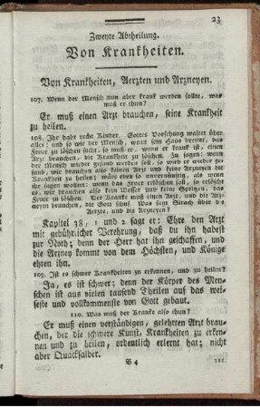 Zweyte Abtheilung. Von Krankheiten.