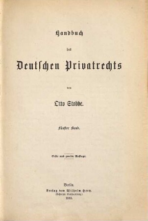 Handbuch des deutschen Privatrechts, 5