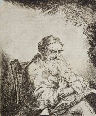 Sitzender alter Mann mit Buch