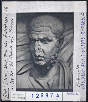 Rom, Lateran: Fragment eines Sarkophages, Philosoph, Porträtkopf