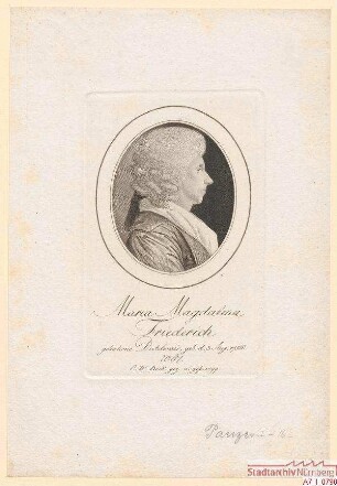 Maria Magdalena Friederich, geborene Dietelmair; geb. 3. August 1758