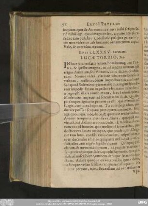 Epist. LXXXV. Lutetiam. Lucae Torrio, Suo.