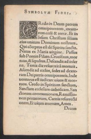 Symbolum Fidei.