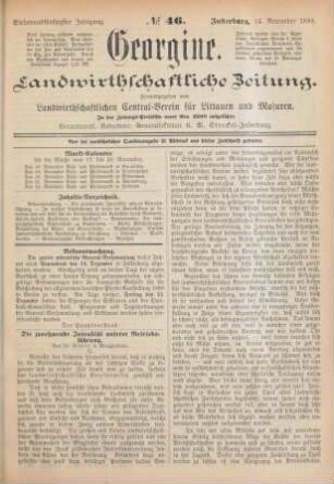 Siebenundfünfzigster Jahrgang. No. 46. Insterburg, 14. November 1889.