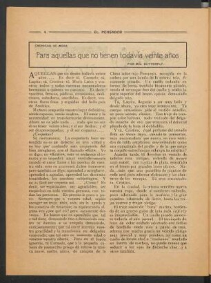 Para aquellas que no tienen todavía veinte años : Crónicas de moda