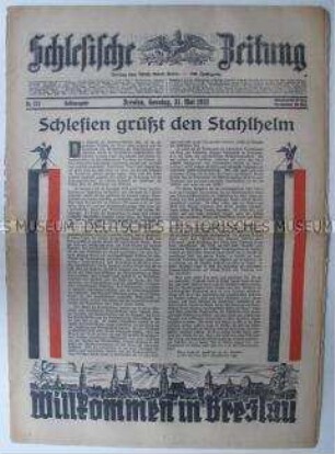 Wochenzeitung (?) "Schlesische Zeitung" zum Stahlhelm-Tag in Breslau