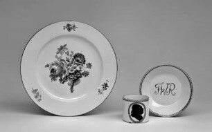 Teller mit buntem Blumendekor und Goldrand