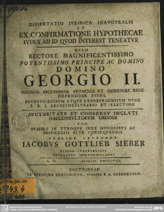 Dissertatio Iuridica Inauguralis An Ex Confirmatione Hypothecae Iudex Ad Id Quod Interest Teneatur