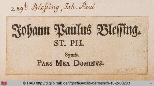Exlibris des Johann Paul Blessing