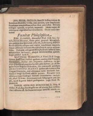 Facultas Philosophica.