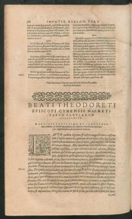 Beati Theodoreti Episcopi Cyrensis Haereticarum Fabularum Compendium.
