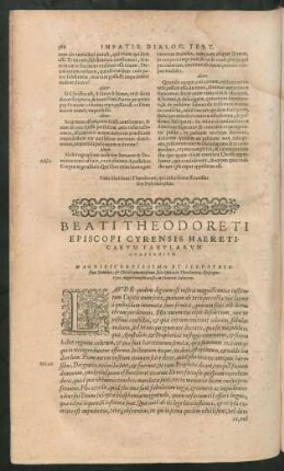 Beati Theodoreti Episcopi Cyrensis Haereticarum Fabularum Compendium.